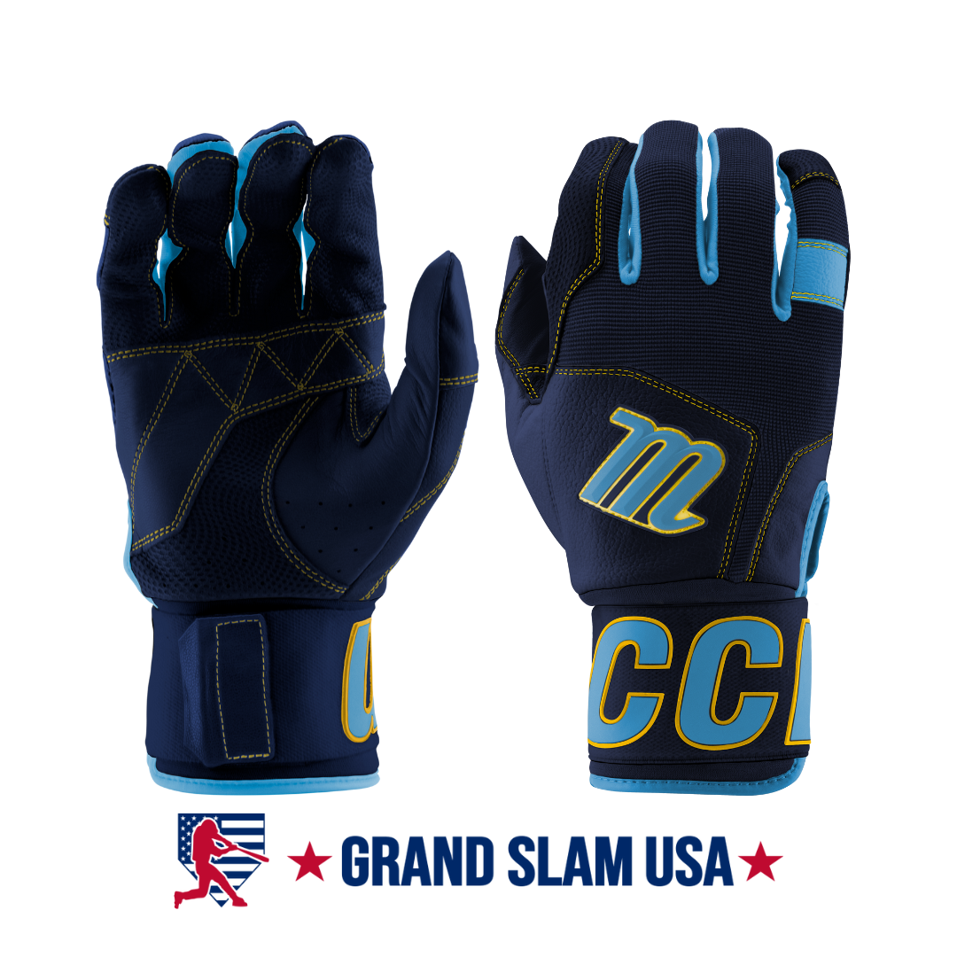 Marucci Adult Blacksmith Full Wrap Batting Gloves-Navy Blue