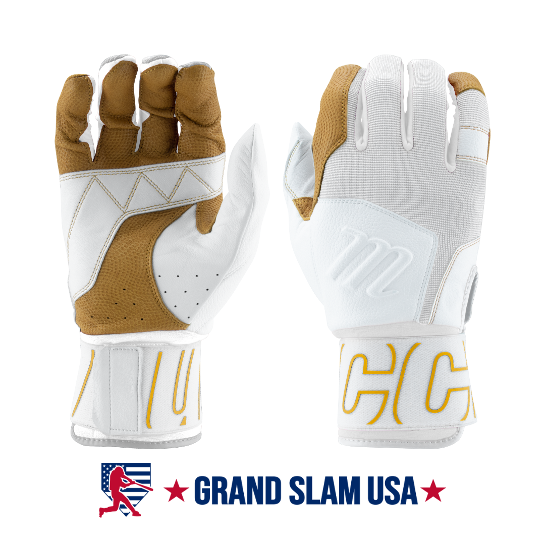 Marucci Adult Blacksmith Full Wrap Batting Gloves- White/White