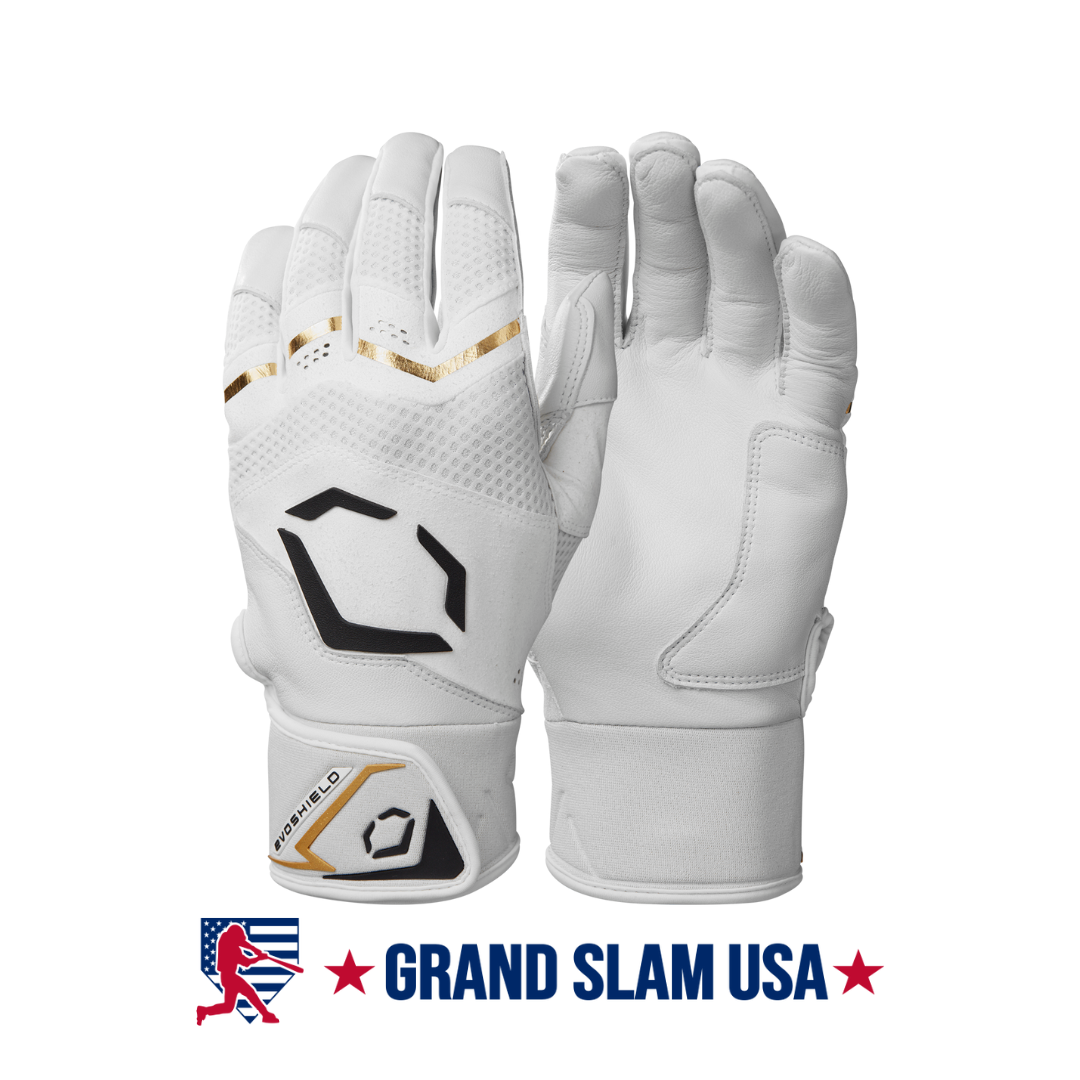 Evoshield Adult Carbyne Batting Gloves w/Strap- White | Grand Slam USA