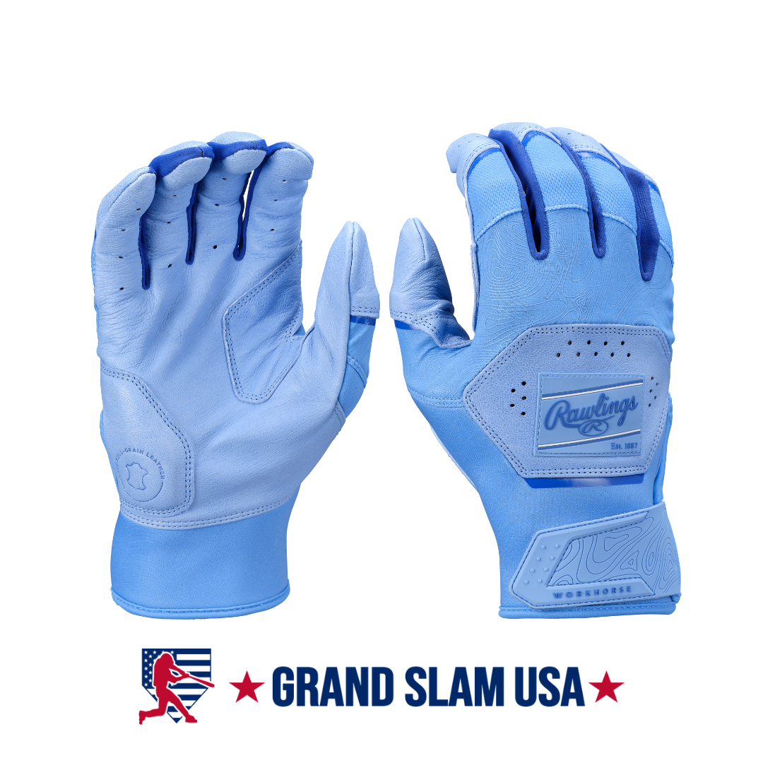 Rawlings Adult Workhorse Batting Gloves-Columbia Blue/Royal