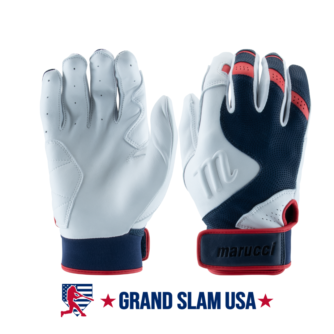 Marucci Adult Luxe Pro Batting Gloves-Navy Blue/White