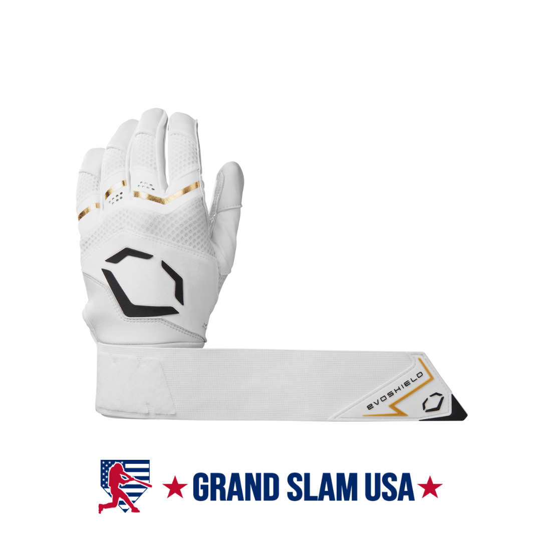 Evoshield Adult Carbyne Batting Gloves w/Strap- White | Grand Slam USA
