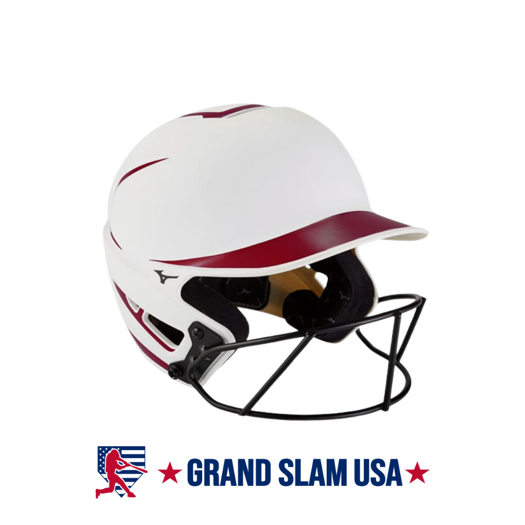 Mizuno F6 Fastpitch Batting Helmet - White/Navy | Grand Slam USA
