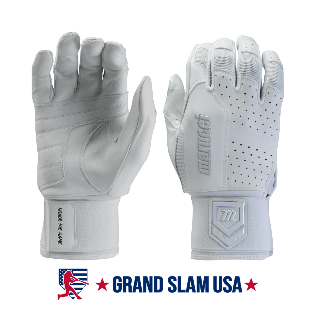 Marucci Adult Luxe Batting Gloves White Grand Slam USA