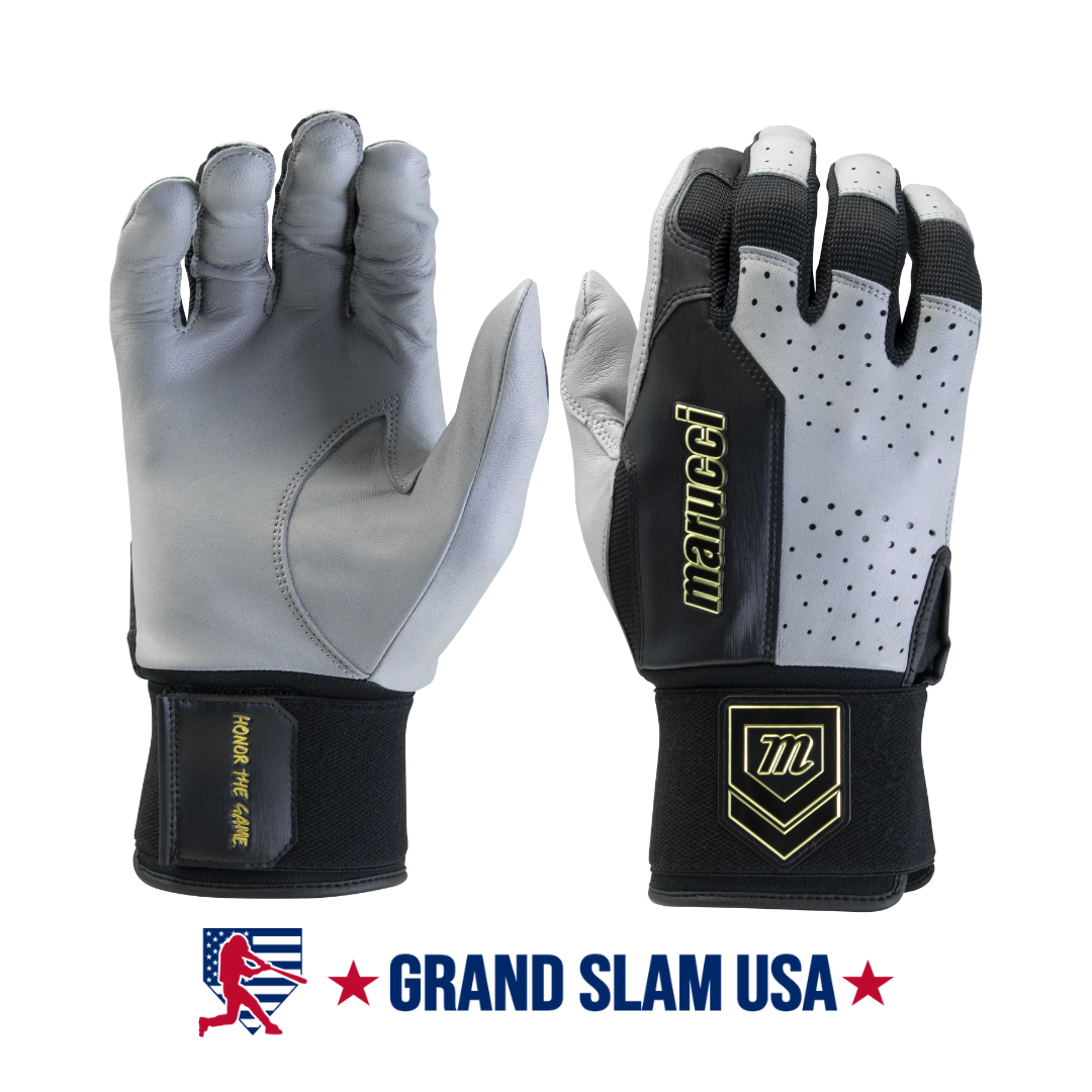 Marucci Adult Luxe Batting Gloves Grey Black Grand Slam USA